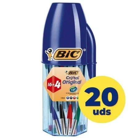 Bic Bolígrafos Cristal Original Mega Tubo de 20 Unidades Colores Surtidos Bic Bolígrafos Cristal Original Mega Tubo de 20 Unidades Colores Surtidos